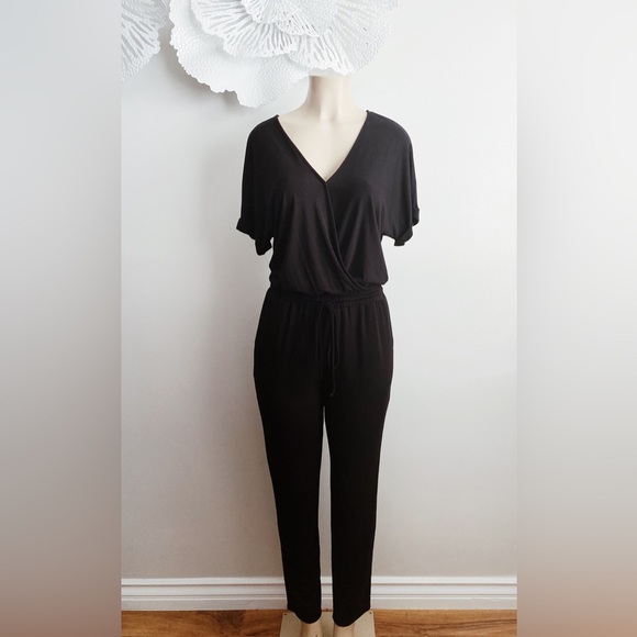 Chelsea 28 Jersey Knit Soft Jumpsuits Lounge Faux Wrap Classic Modern Minimalist - Picture 7 of 10